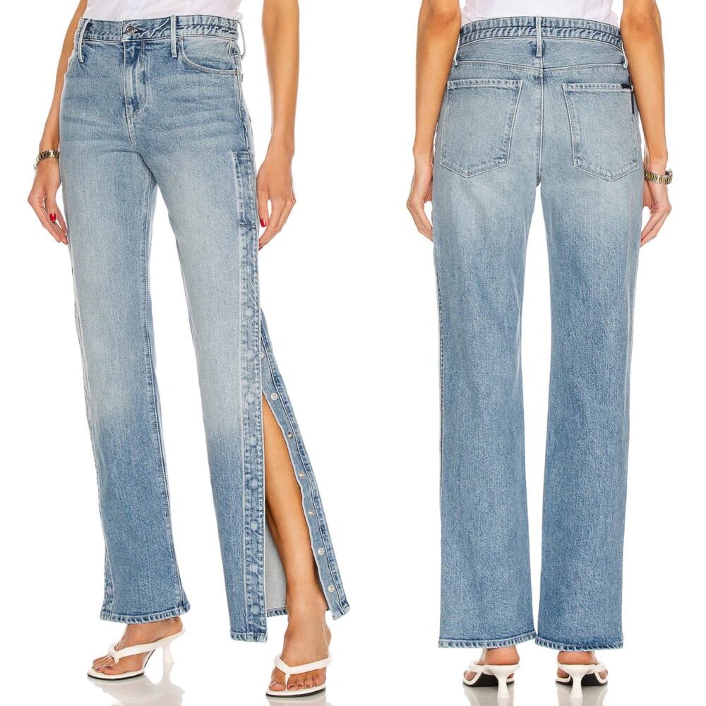 RTA Michael Snap Button High-Rise Straight Jeans Natural Blue Women’s Size 26